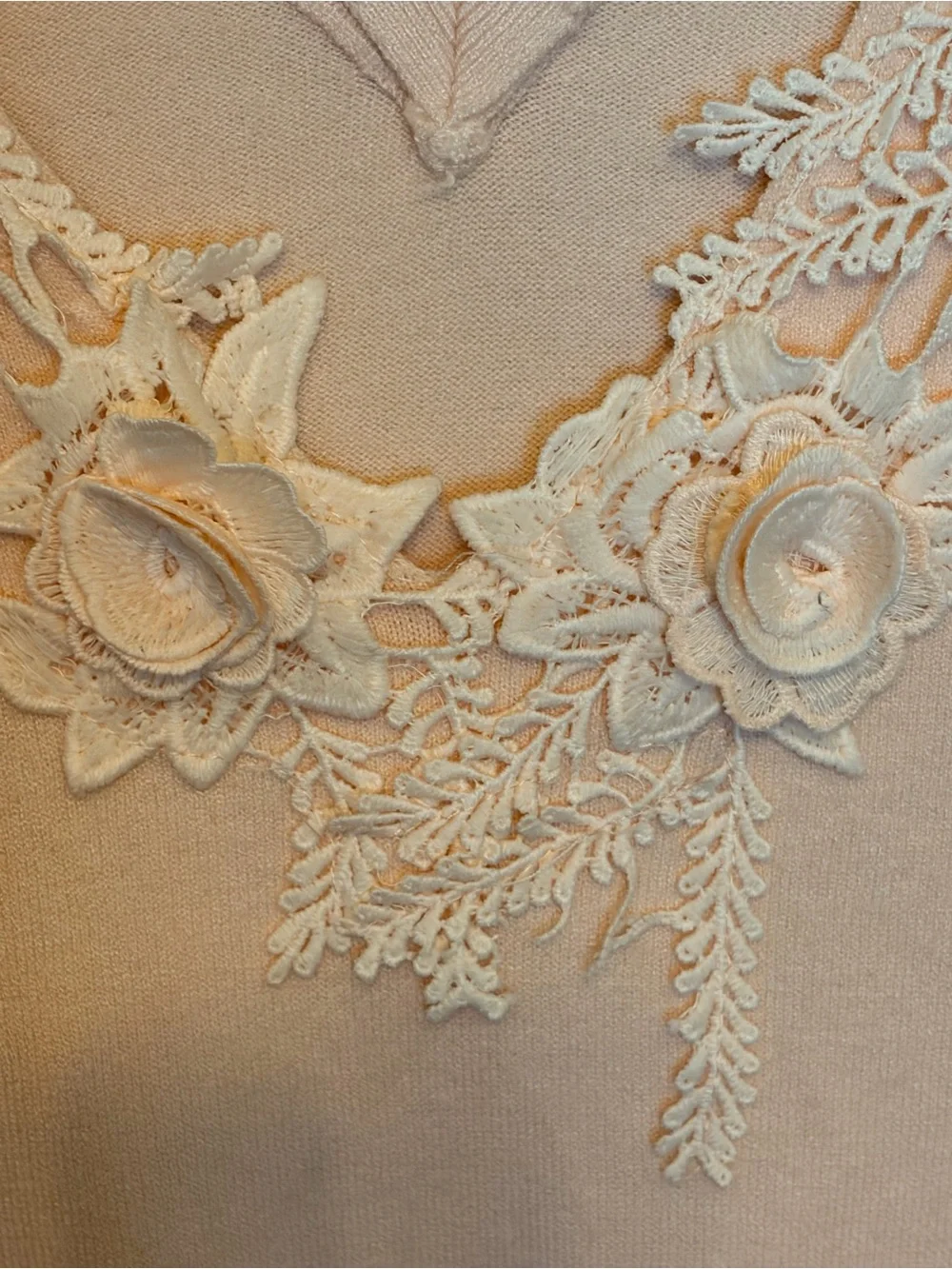 Romantic Floral Appliqué Back Sweater | Balletcore Cottage Knit - Picture 5 of 6